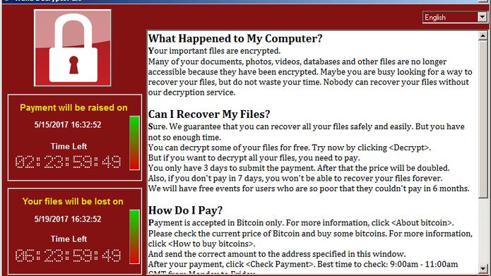Screenshot der Lösegeldforderung des Crypto-Trojaners "WannaCry" (Bild: Securelist)